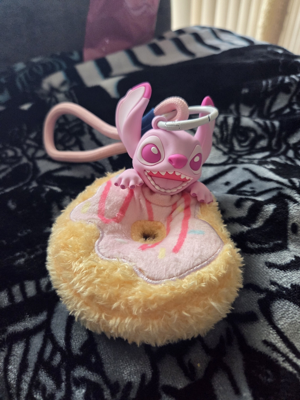 Miniso x Disney Stitch Eat Something Before Sleep Sleepy Donut Plush Keychain